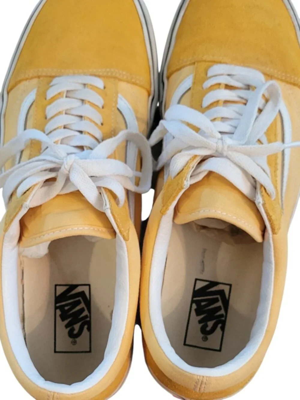 Vans Old Skool Yellow White Suede Canvas Lace Up Sneakers Men's Size 12